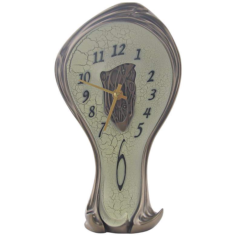 Image 1 Art Nouveau 11 1/4 inch High Open-Center Melting Bronze Clock