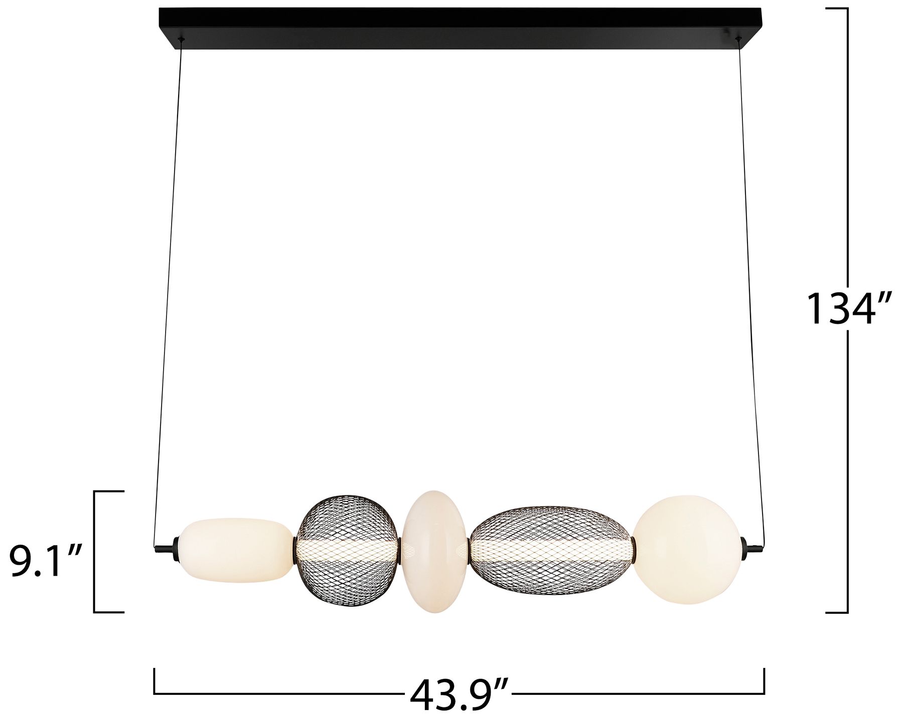 Artcraft Ace 44" Wide Black LED Island Pendant