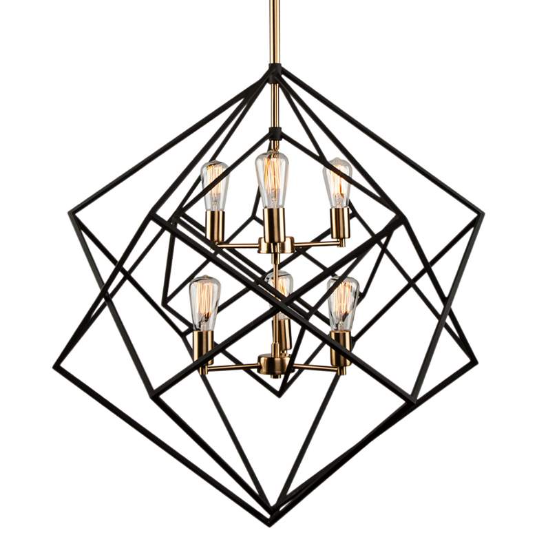 Image 2 Artcraft Artistry 32" Matte Black and Brass 6-Light Geometric Pendant