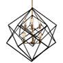 Artcraft Artistry 32" Matte Black and Brass 6-Light Geometric Pendant