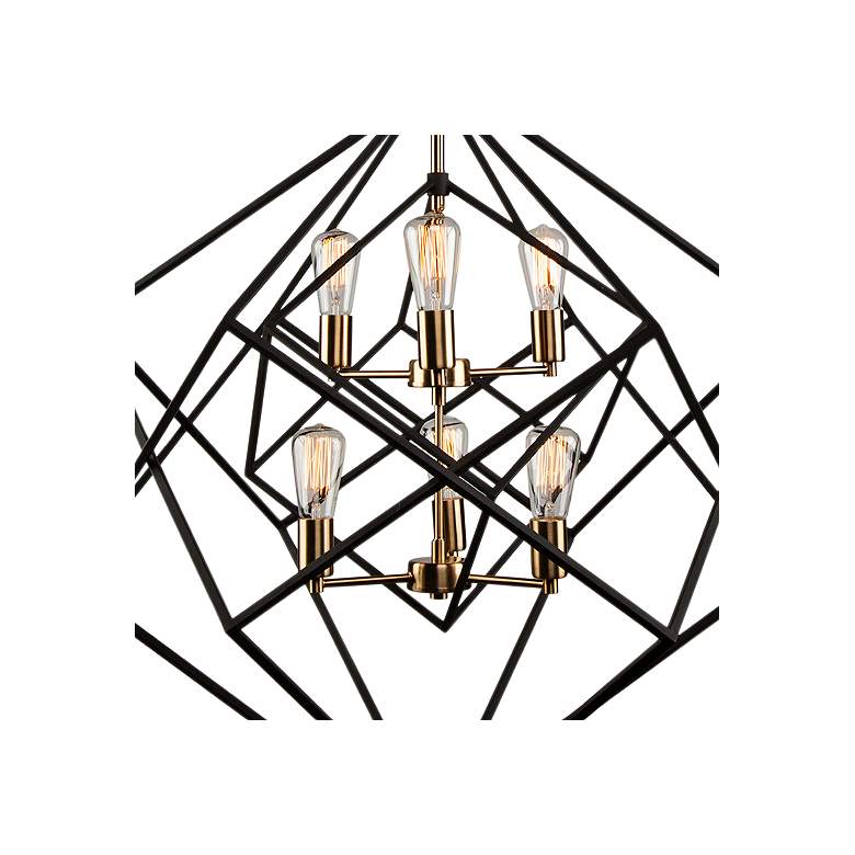 Image 3 Artcraft Artistry 32 inch Matte Black and Brass 6-Light Geometric Pendant more views