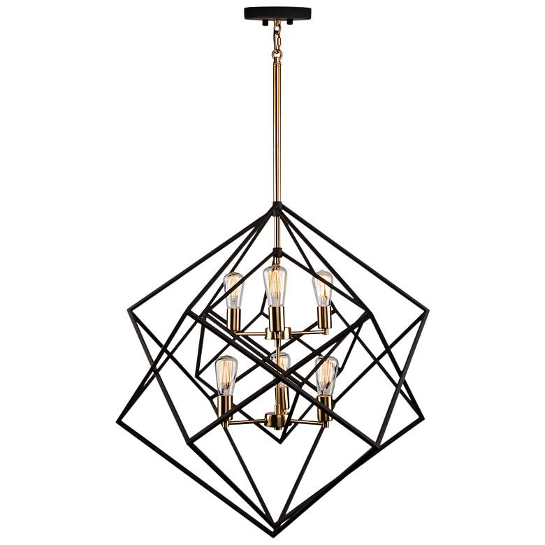 Image 4 Artcraft Artistry 32" Matte Black and Brass 6-Light Geometric Pendant more views