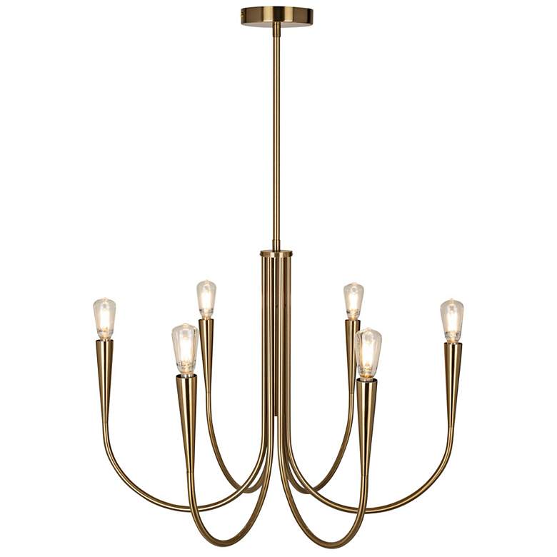 Image 1 Artcraft Bronte 24 1/2"W Brushed Brass 6-Light Chandelier