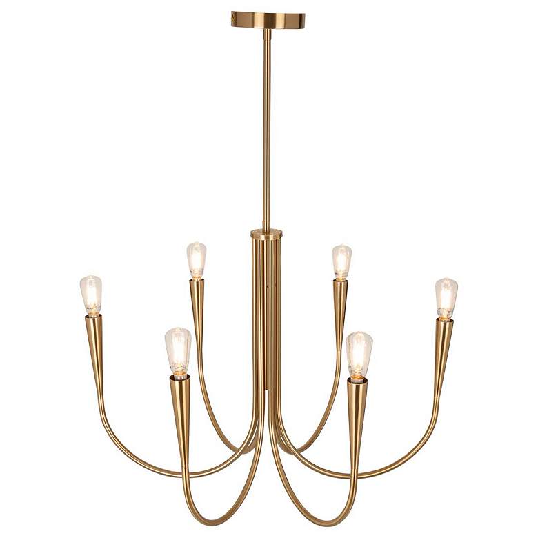 Image 2 Artcraft Bronte 24 1/2"W Brushed Brass 6-Light Chandelier more views