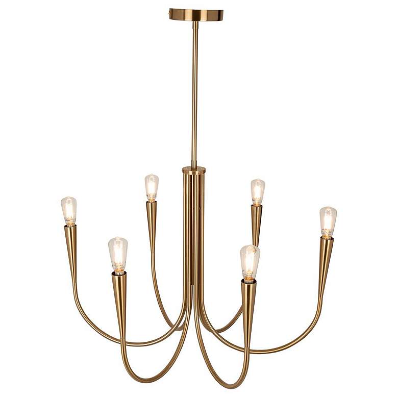 Image 3 Artcraft Bronte 24 1/2"W Brushed Brass 6-Light Chandelier more views