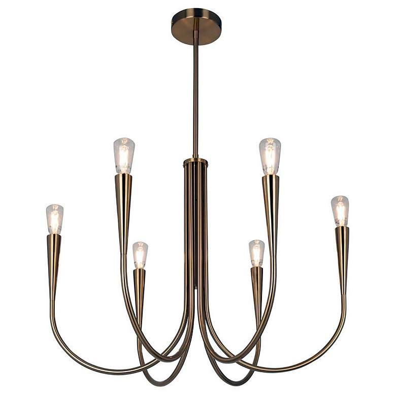 Image 5 Artcraft Bronte 24 1/2"W Brushed Brass 6-Light Chandelier more views