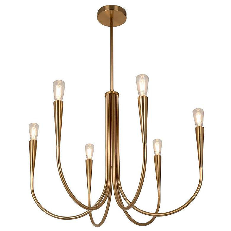 Image 6 Artcraft Bronte 24 1/2"W Brushed Brass 6-Light Chandelier more views