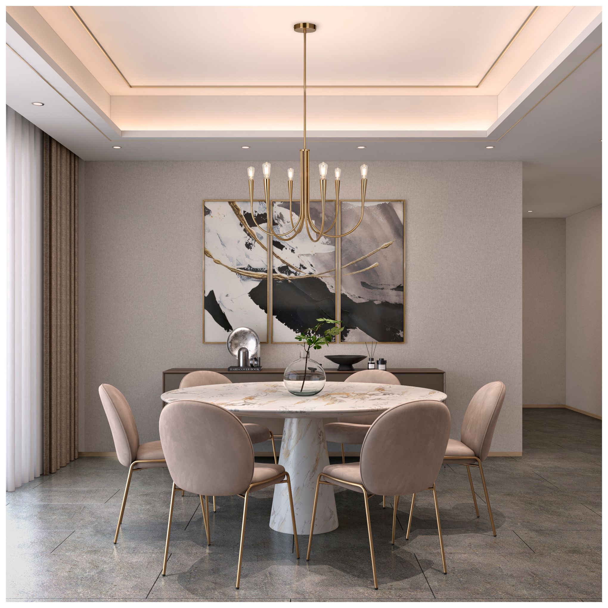 Artcraft Bronte 24 1/2"W Brushed Brass 6-Light Chandelier