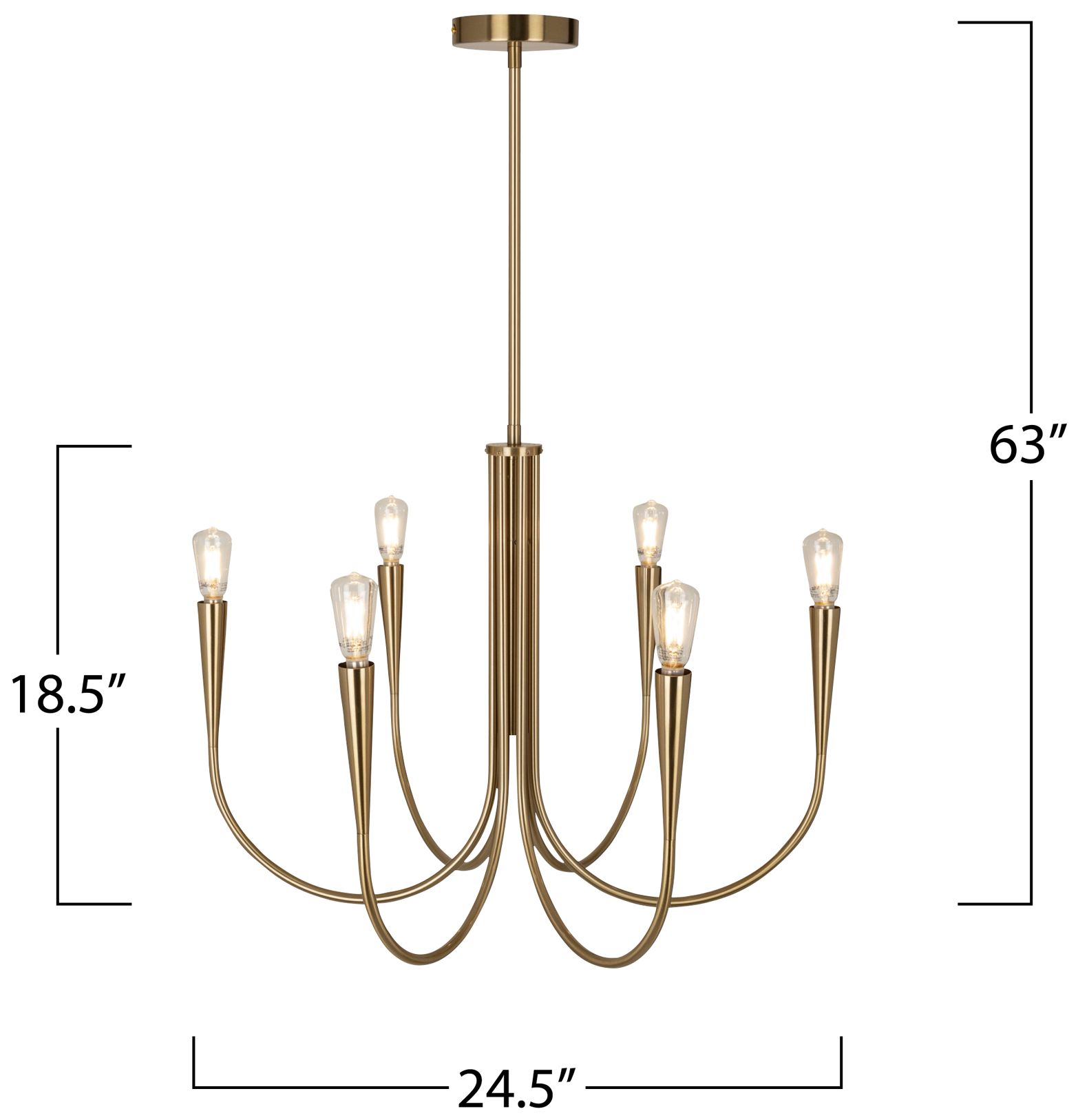 Artcraft Bronte 24 1/2"W Brushed Brass 6-Light Chandelier