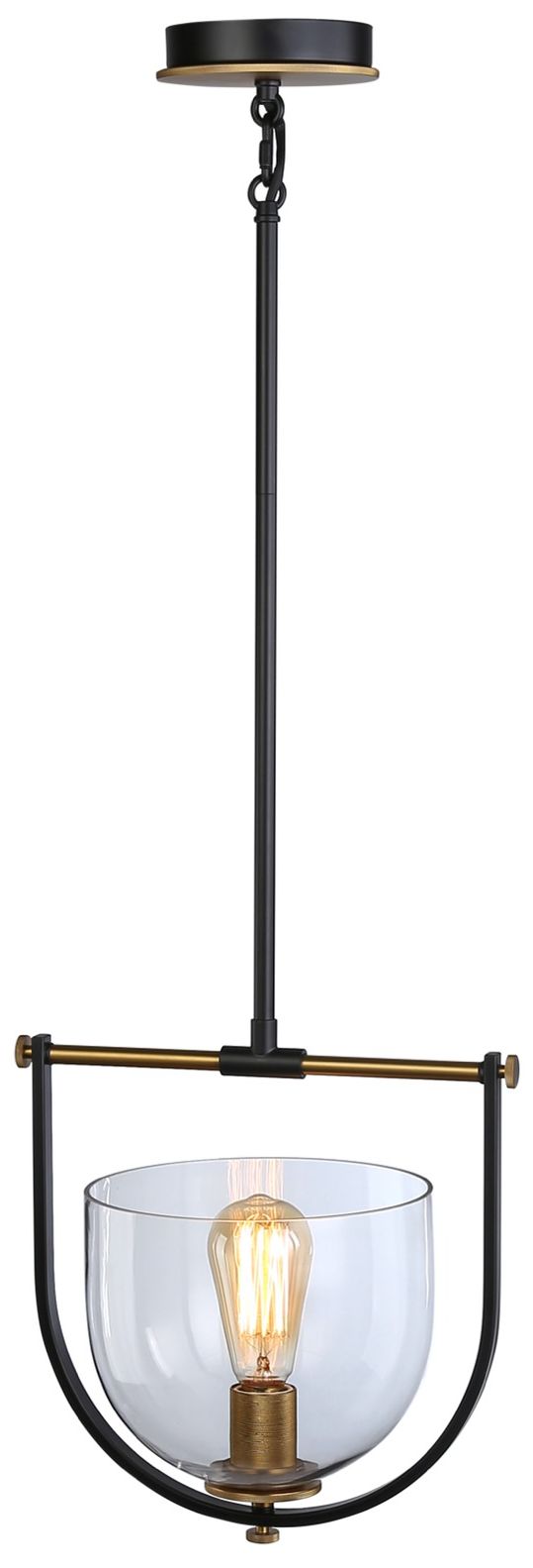 Image 2 Artcraft Cheshire 1-Light Pendant Black & Brass more views