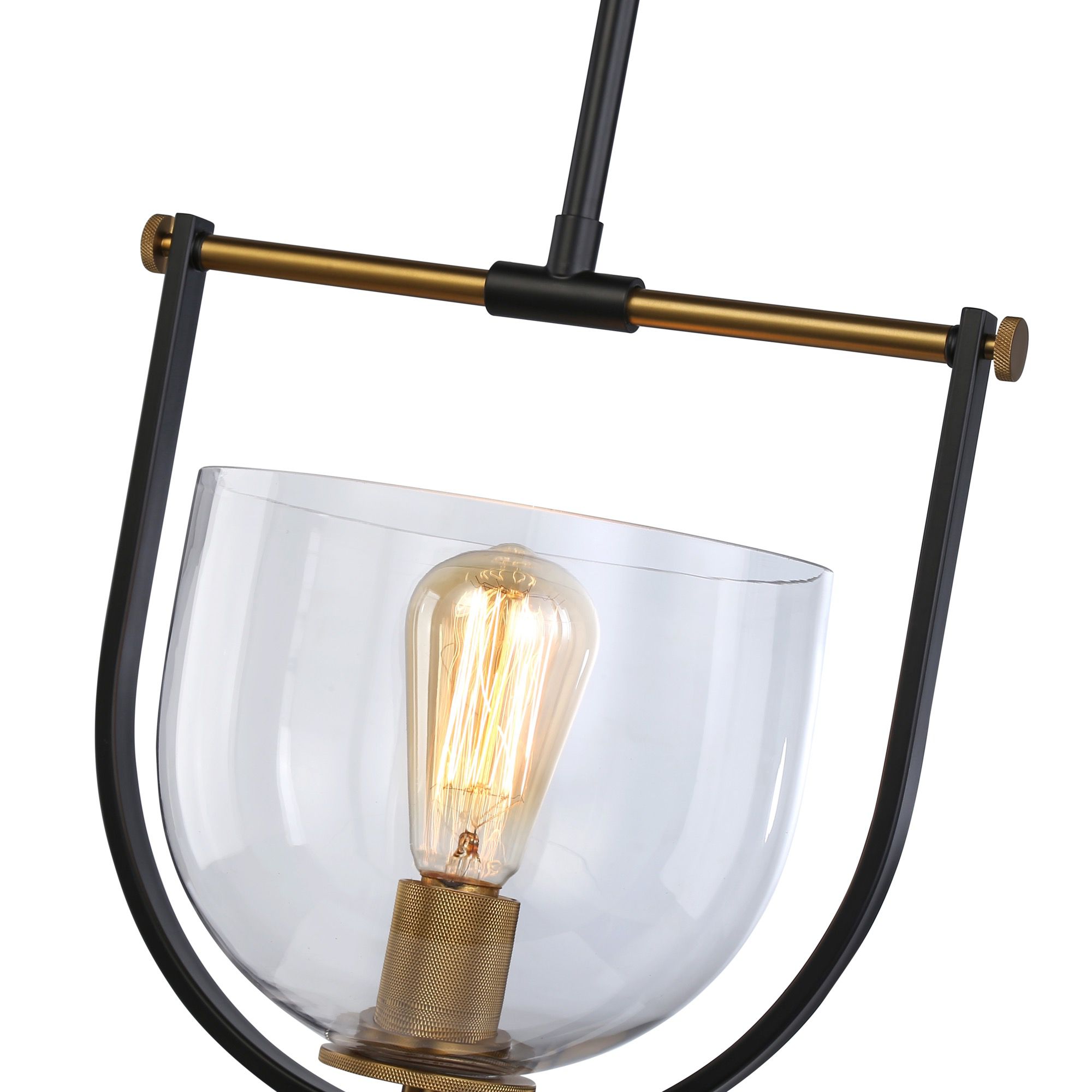 Image 3 Artcraft Cheshire 1-Light Pendant Black & Brass more views