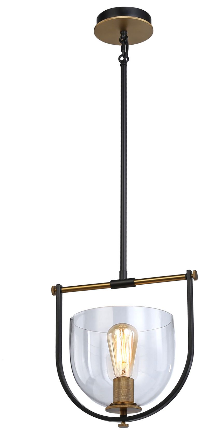 Image 5 Artcraft Cheshire 1-Light Pendant Black & Brass more views
