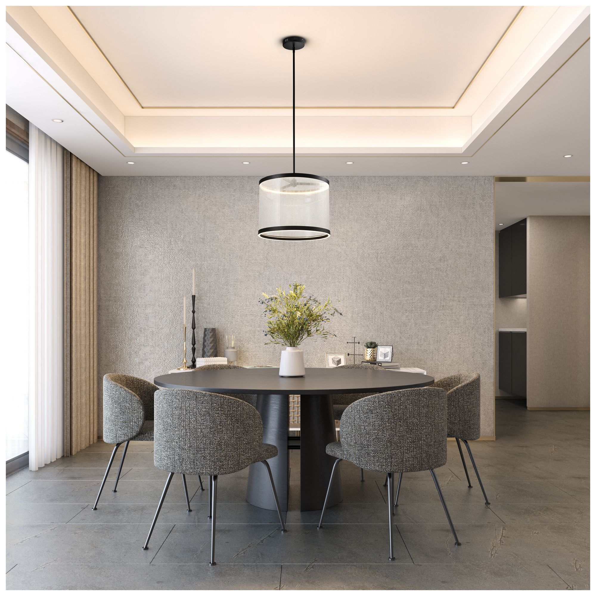 Artcraft Cora 17 3/4" Wide Black LED Drum Pendant Light