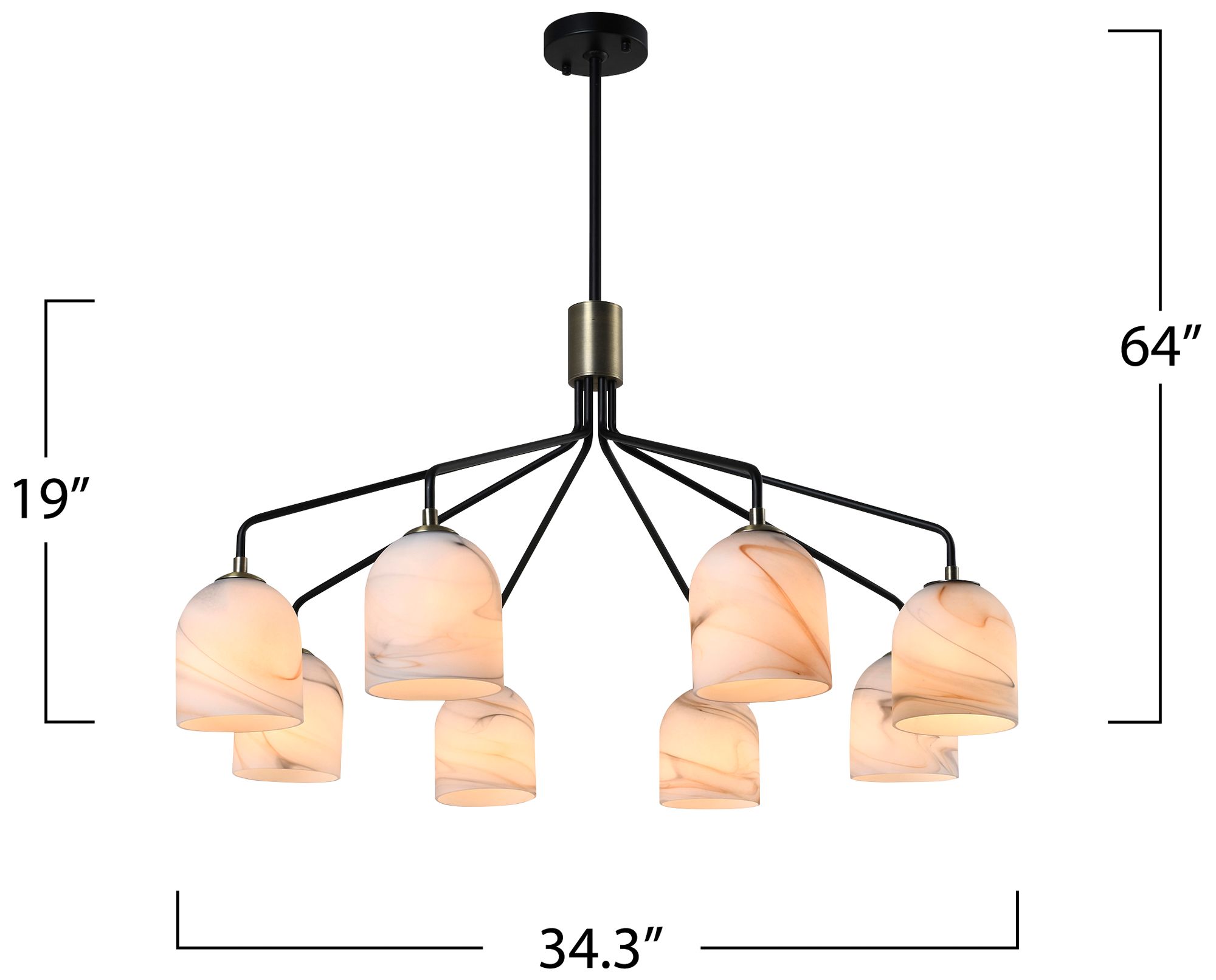ArtCraft Crema 34 1/4" Wide Black 8-Light Chandelier