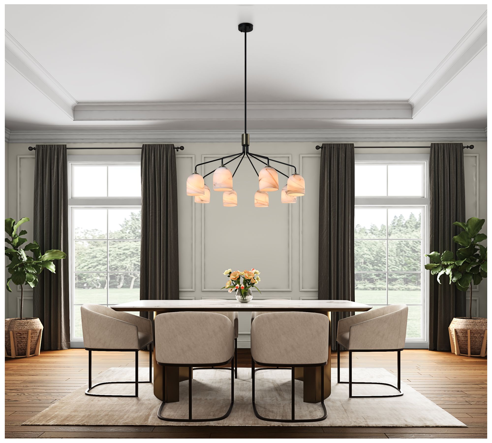 ArtCraft Crema 34 1/4" Wide Black 8-Light Chandelier