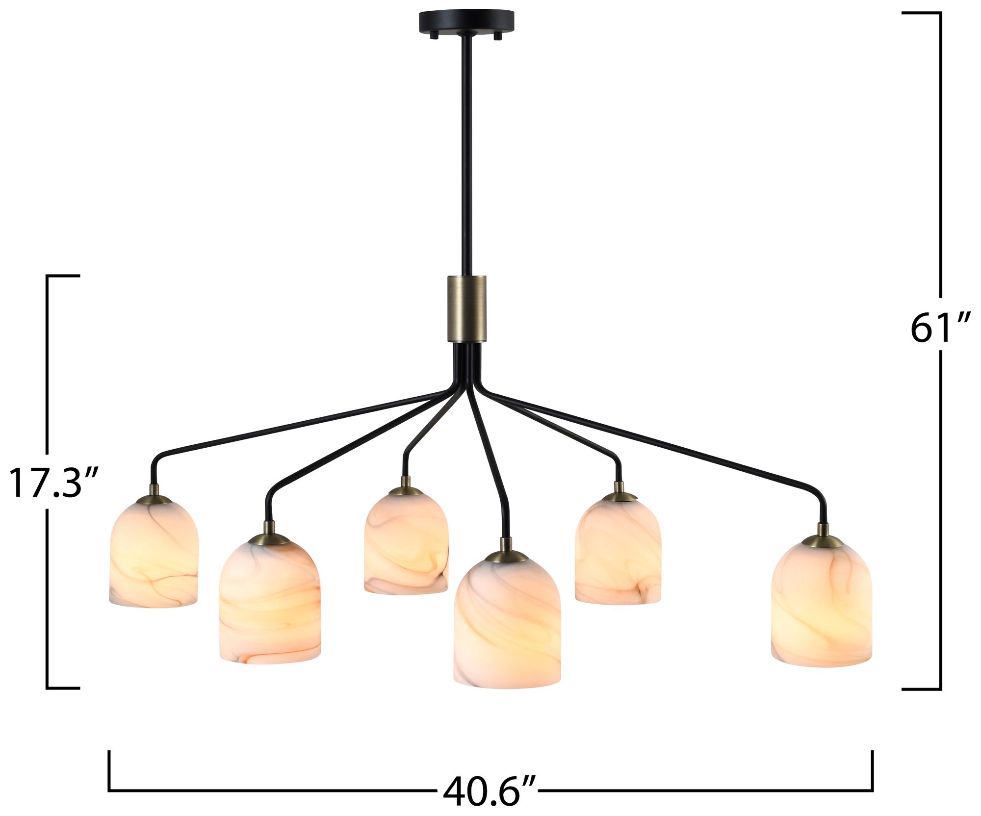 ArtCraft Crema 40 1/2" Wide Black 6-Light Chandelier