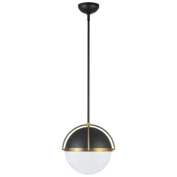 Artcraft Dahlia 15 1/2"W Matte Black and Brass Pendant Light