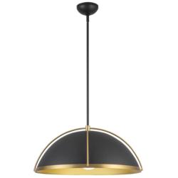 Artcraft Dahlia 17 1/2"W Matte Black and Brass Pendant Light