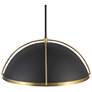 3_Artcraft Dahlia 17 1/2"W Matte Black and Brass Pendant Light more views