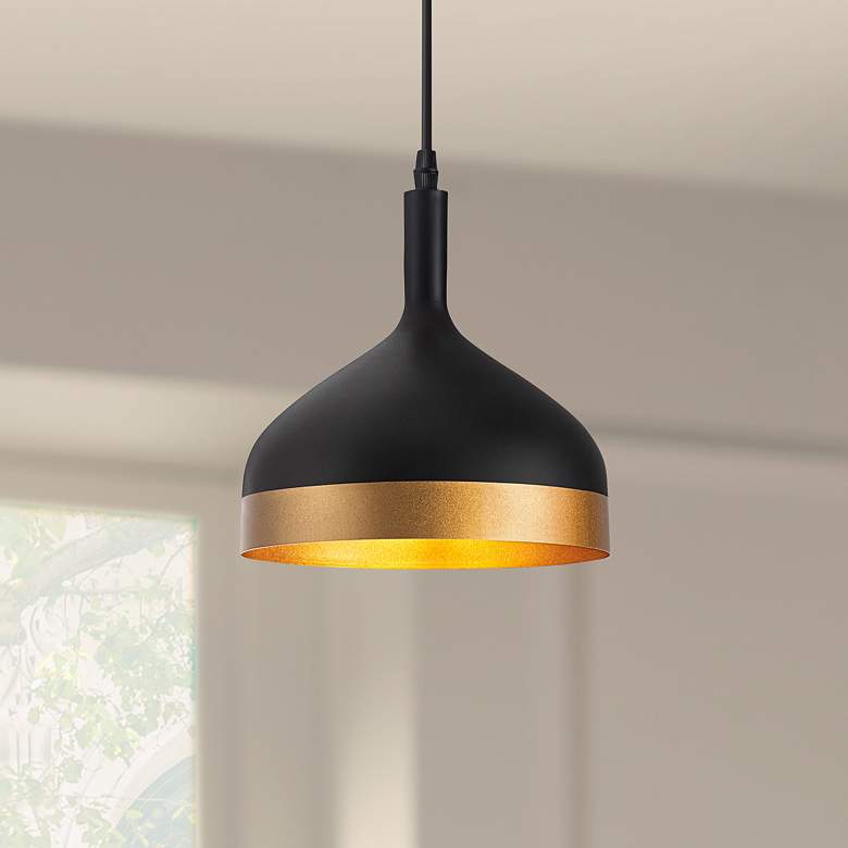 Image 1 Artcraft Dash 1-Light Pendant Black & Gold