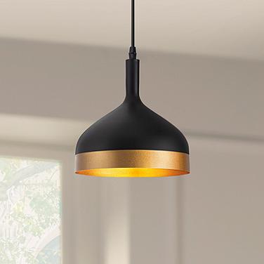Artcraft Dash 8" Wide Black and Gold Dome Mini Pendant
