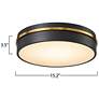 7_Artcraft Dax 15 1/4" Wide Black and Brass LED Ceiling Light more views