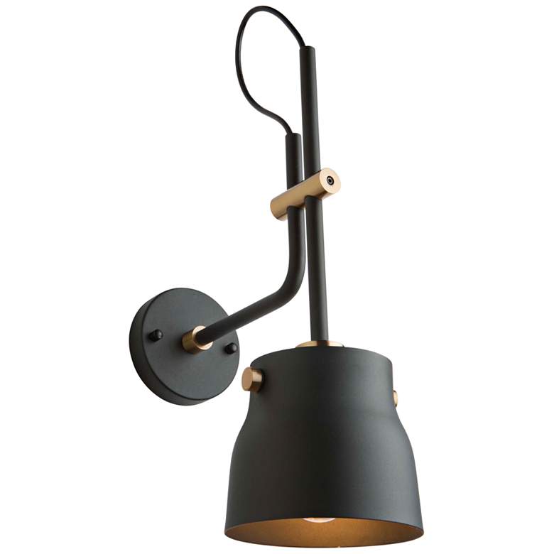 Image 1 Artcraft Euro Industrial 19 inch High Matte Black Wall Sconce