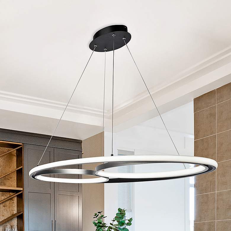 Image 2 Artcraft Gemini 46 1/2"W Black and Nickel LED Pendant Light