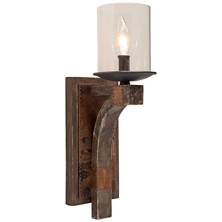 Image 1 Artcraft Hockley 17 1/4 inch High Pine Wood Wall Sconce