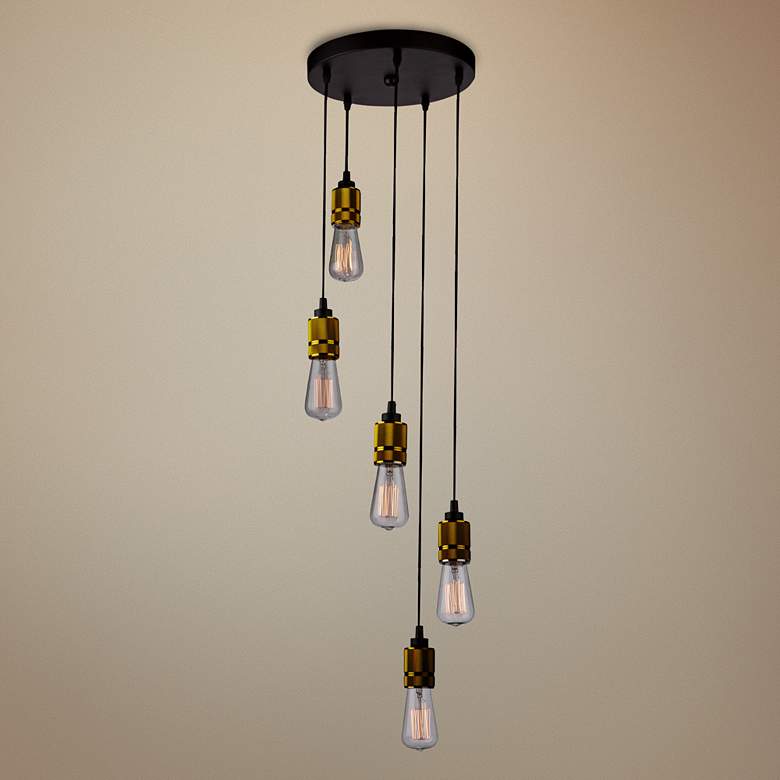 Image 1 Artcraft Jersey 11" Wide Vintage Brass Multi-Light Pendant