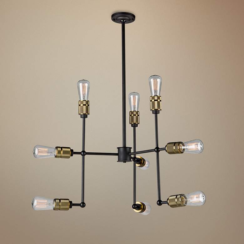 Image 1 Artcraft Jersey 25 1/4" Wide Vintage Brass 9-Light Pendant