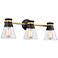 Artcraft Kanata 26" Wide Black and Brushed Brass 3-Light Bath Light