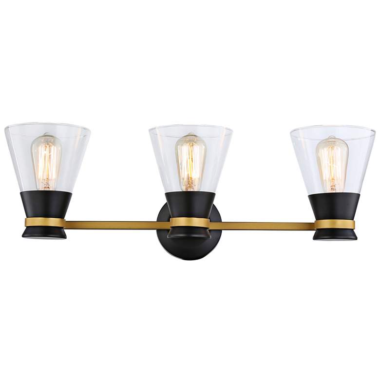 Image 3 Artcraft Kanata 26" Wide Black and Brushed Brass 3-Light Bath Light more views