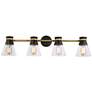 5_Artcraft Kanata 36" Wide Black Brushed Brass 4-Light Bath Light more views