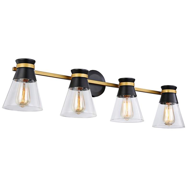 Image 1 Artcraft Kanata 36"W Black Brushed Brass 4-Light Bath Light