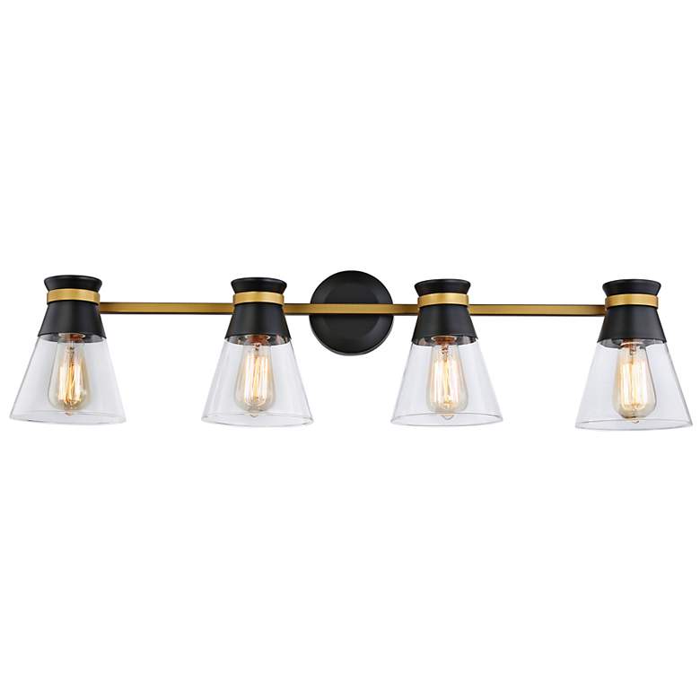 Image 5 Artcraft Kanata 36"W Black Brushed Brass 4-Light Bath Light more views