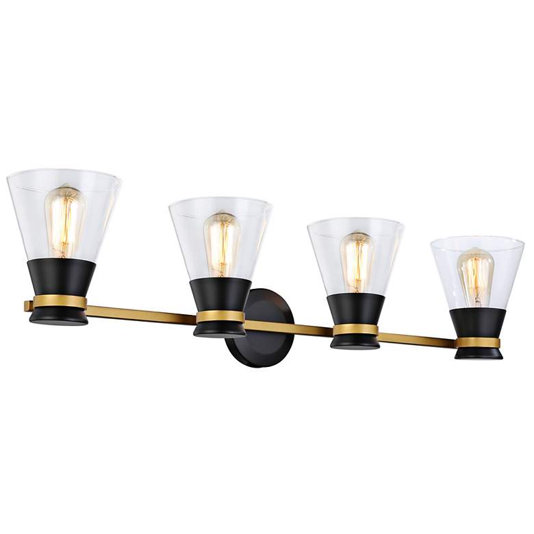 Image 6 Artcraft Kanata 36"W Black Brushed Brass 4-Light Bath Light more views