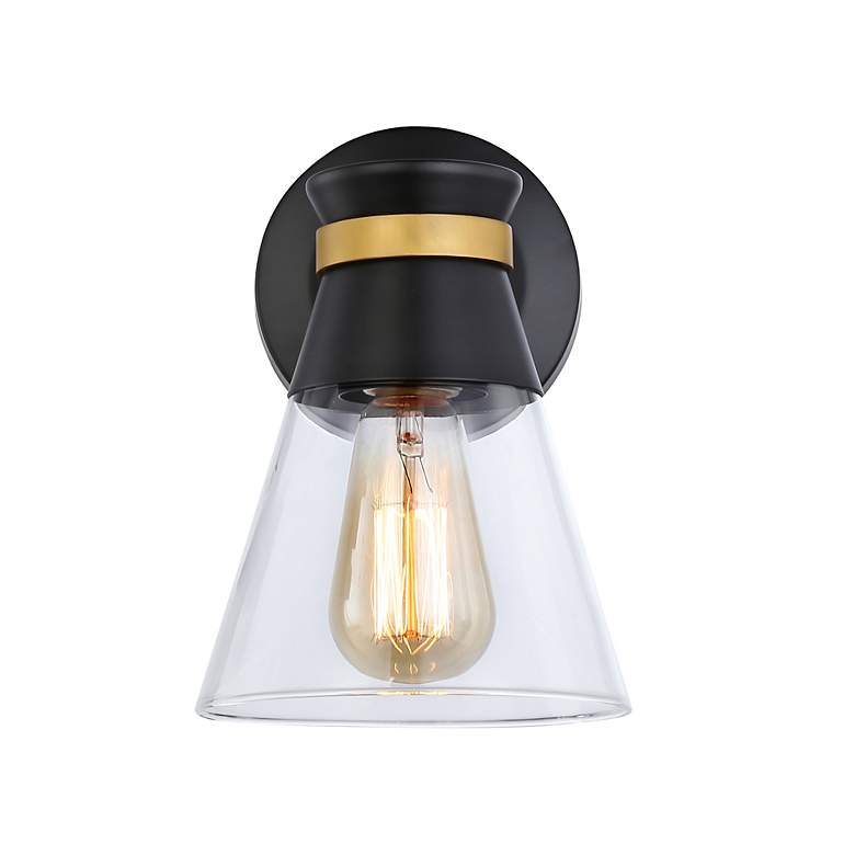 Image 3 Artcraft Kanata 9" High 1-Light Black and Brushed Brass Sconce more views