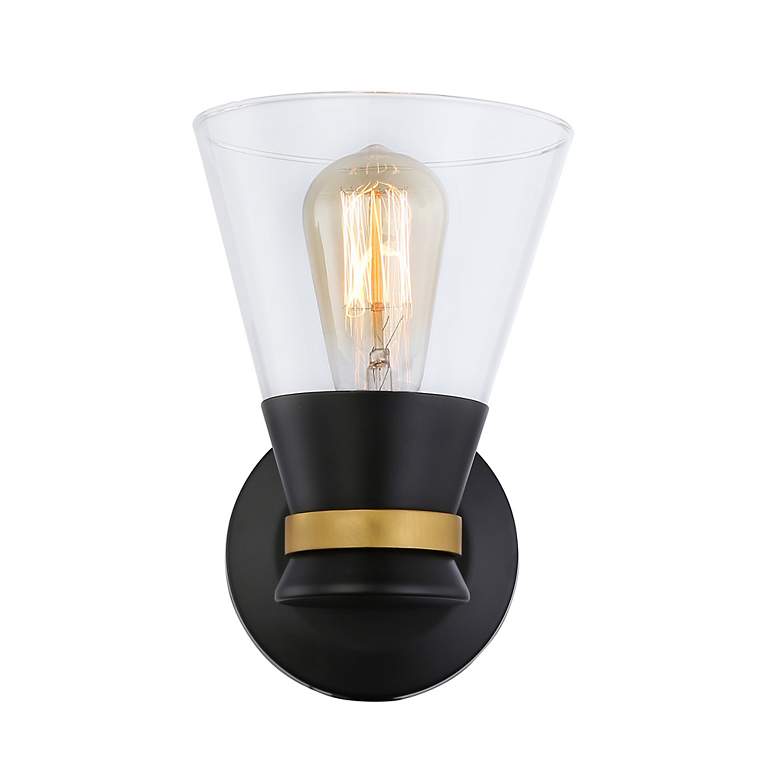 Image 4 Artcraft Kanata 9" High 1-Light Black and Brushed Brass Sconce more views