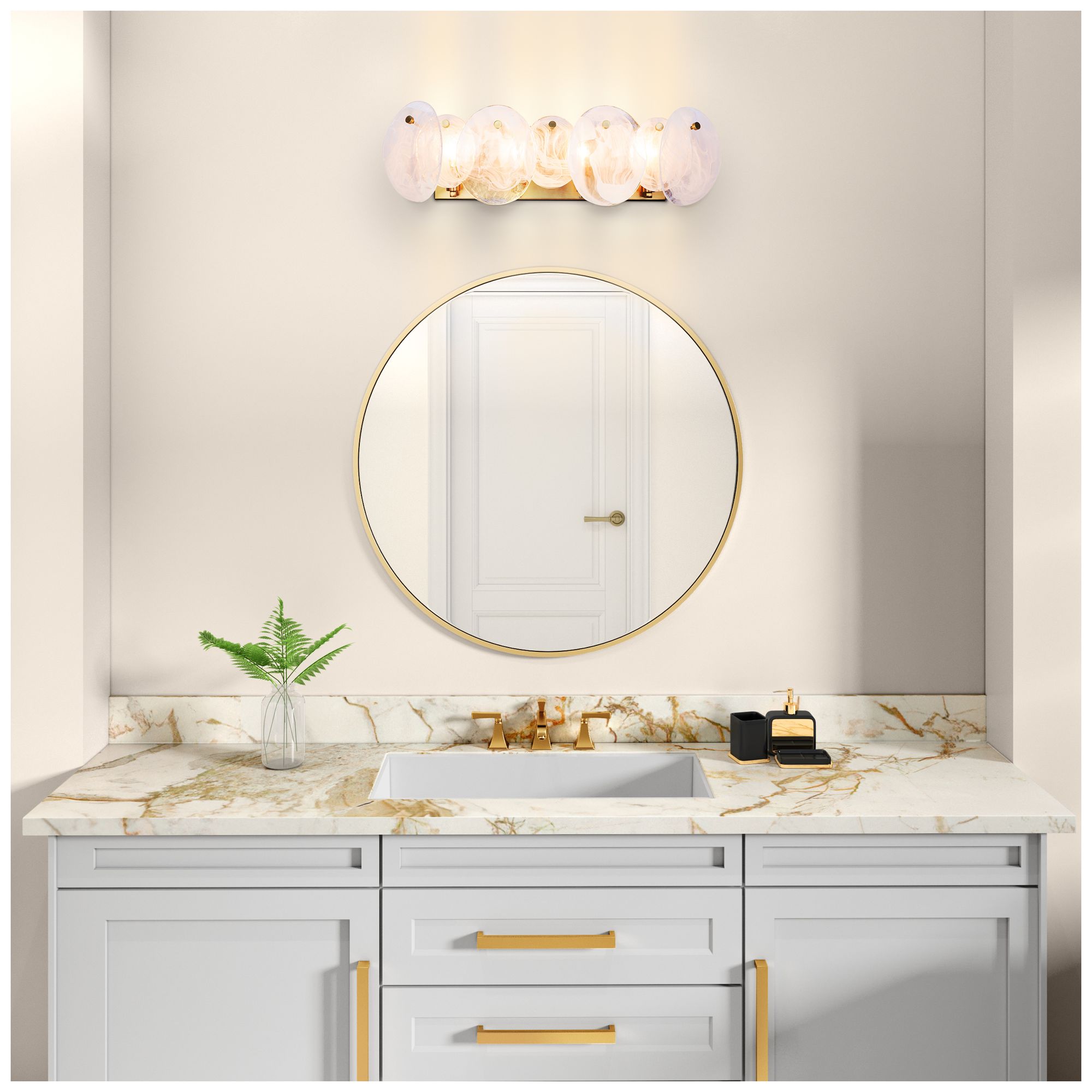 ArtCraft Lily 26 1/4" Wide Brushed Brass 4-Light Bath Light