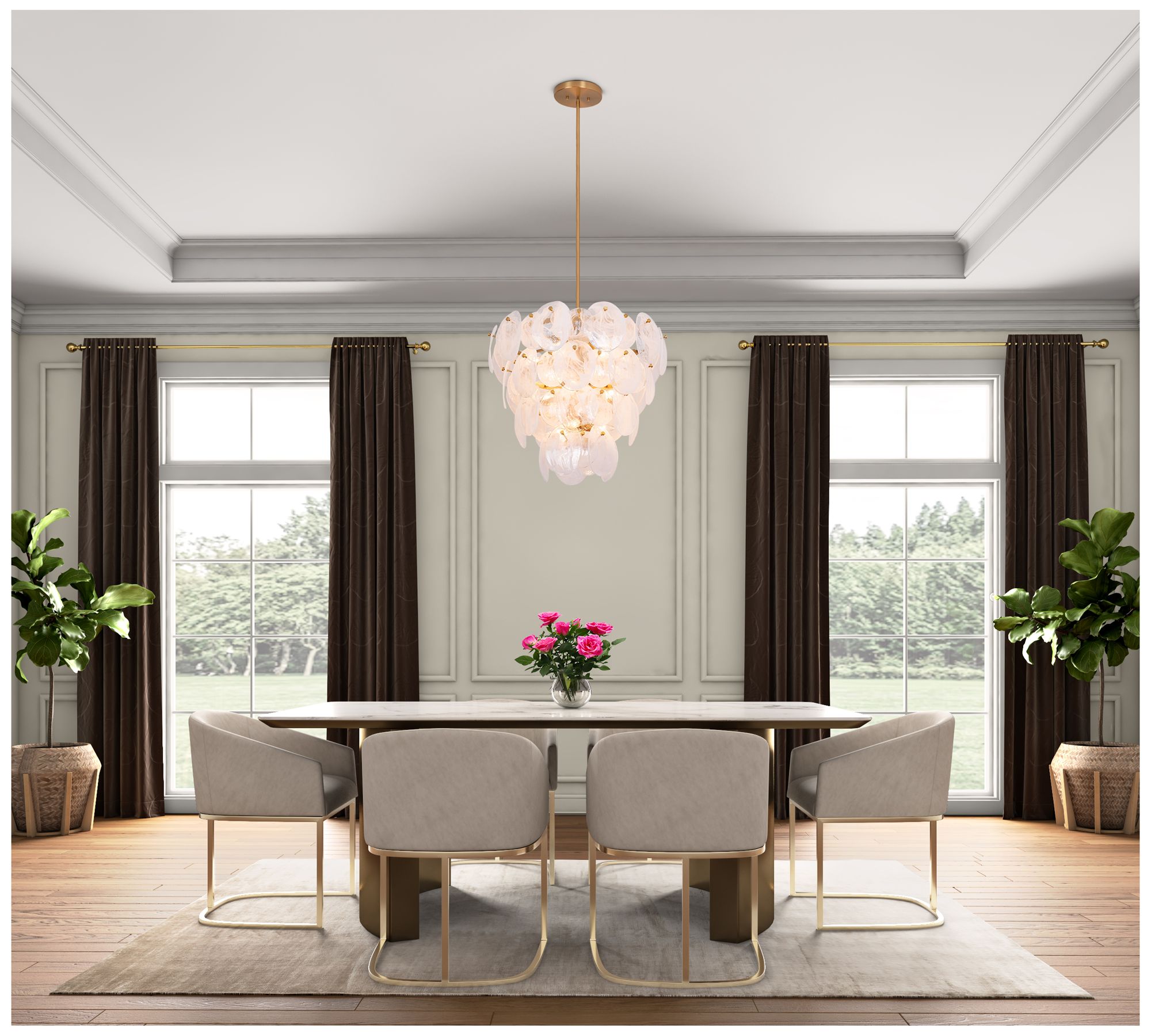 ArtCraft Lily 28" Wide Brushed Brass Empire Chandelier