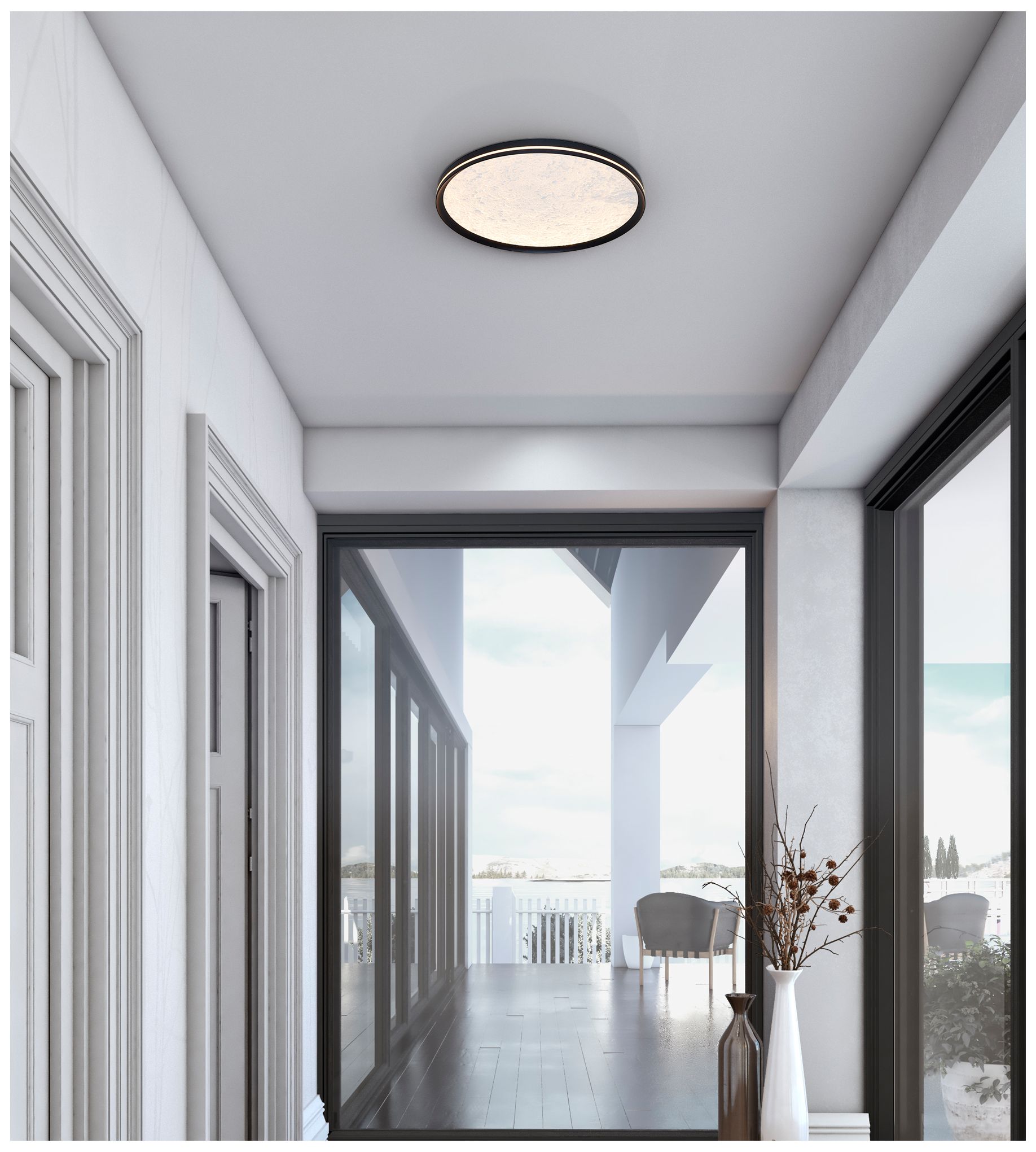 Artcraft Luna 15 3/4" Wide Black LED Ceiling Light