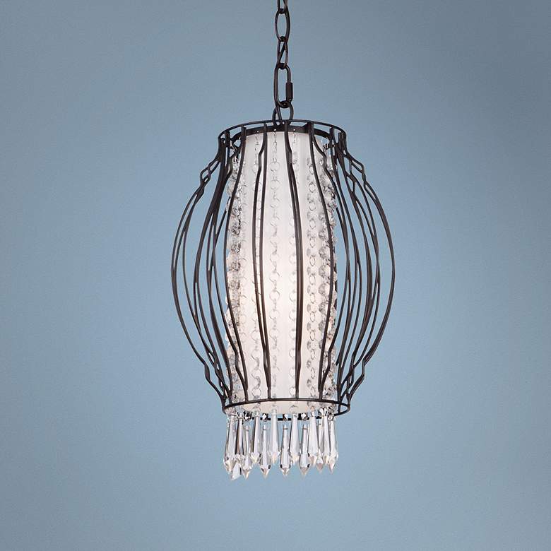 Image 1 Artcraft Madeline 9" Wide Black Crystal Pendant Light