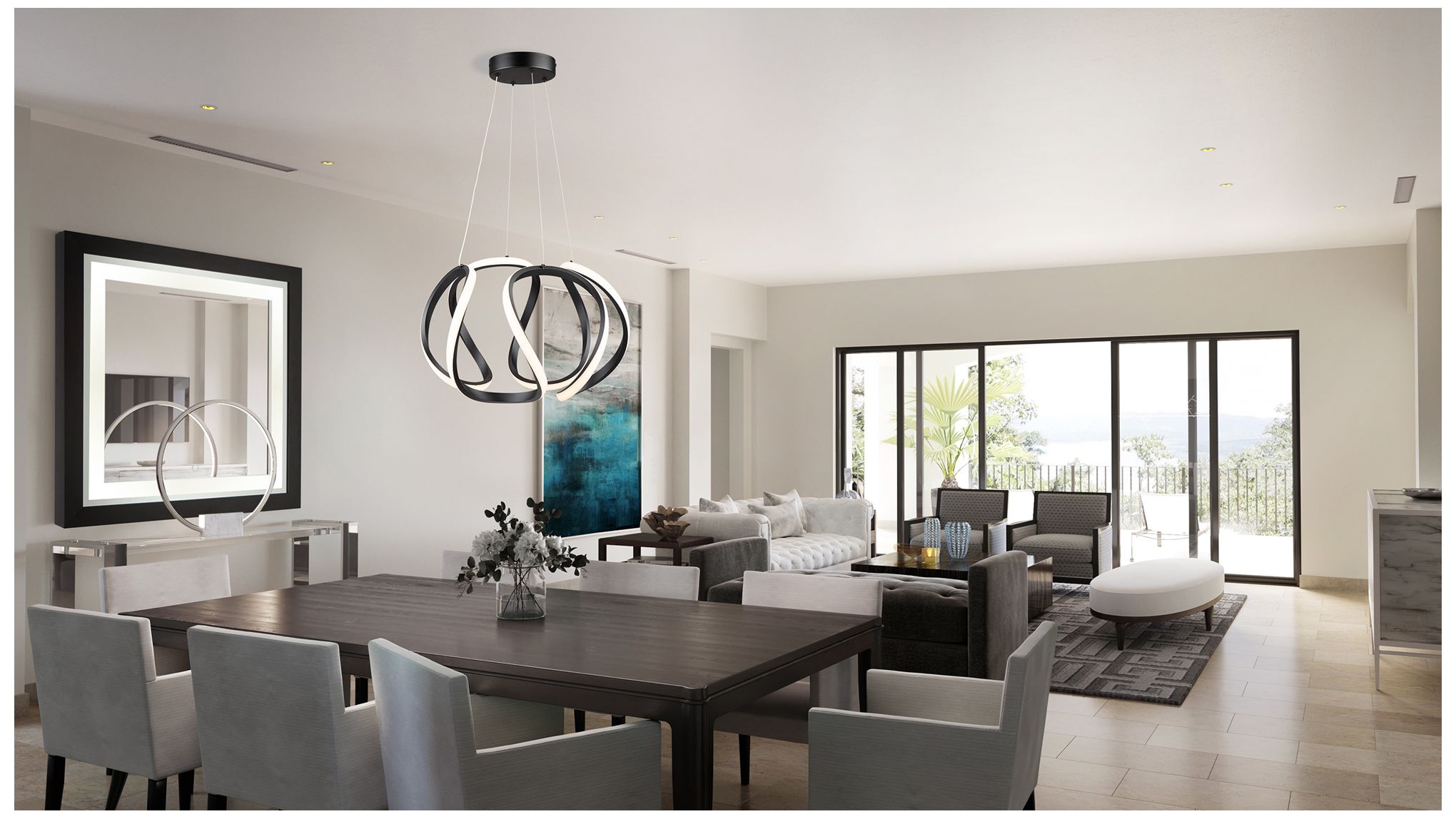 Artcraft Mira 17 3/4" Wide Black LED Pendant Light