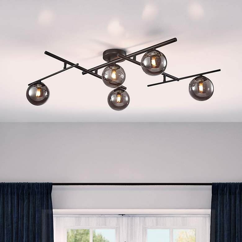 Image 1 Artcraft Modena 34 1/2" Wide Black 5-Light Ceiling Light