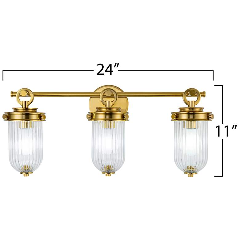 Image 7 ArtCraft Myla 24" Wide Vintage Brass 3-Light Bath Light more views