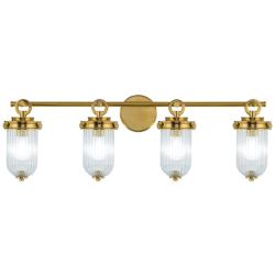 ArtCraft Myla 33 3/4" Wide Vintage Brass 4-Light Bath Light