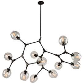 Image4 of Artcraft Organic 55" Black and Clear Glass 12-Light Modern Chandelier more views