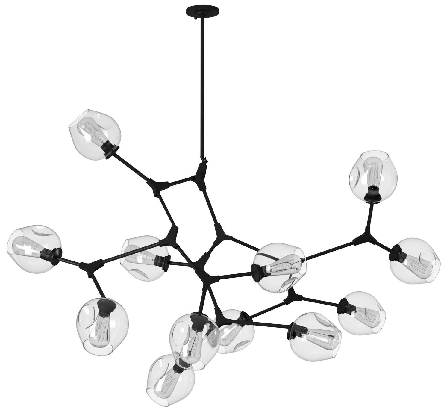 Image 5 Artcraft Organic 55" Black and Clear Glass 12-Light Modern Chandelier more views