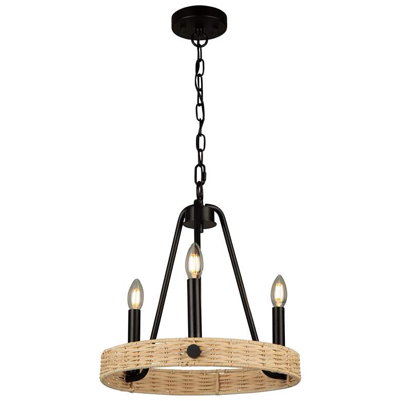 Image 1 Artcraft Perris 16" Wide 3-Light Black Ring Chandelier